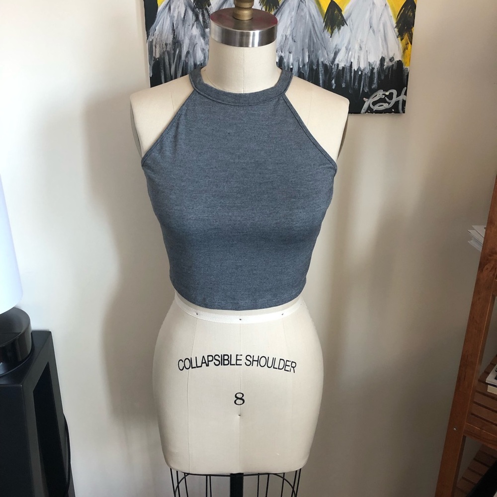 ZARA Grey Halter Crop Top